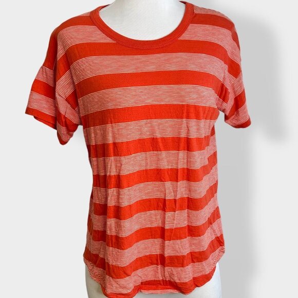 Madewell Whisper Cotton Rib Crewneck‎ Tee in Boone Stripe - Picture 1 of 4